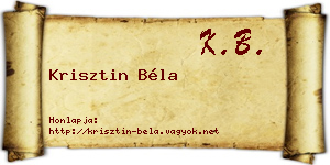 Krisztin Béla névjegykártya